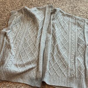 LOFT Gray Cable Knit Sweater Poncho / Cardigan